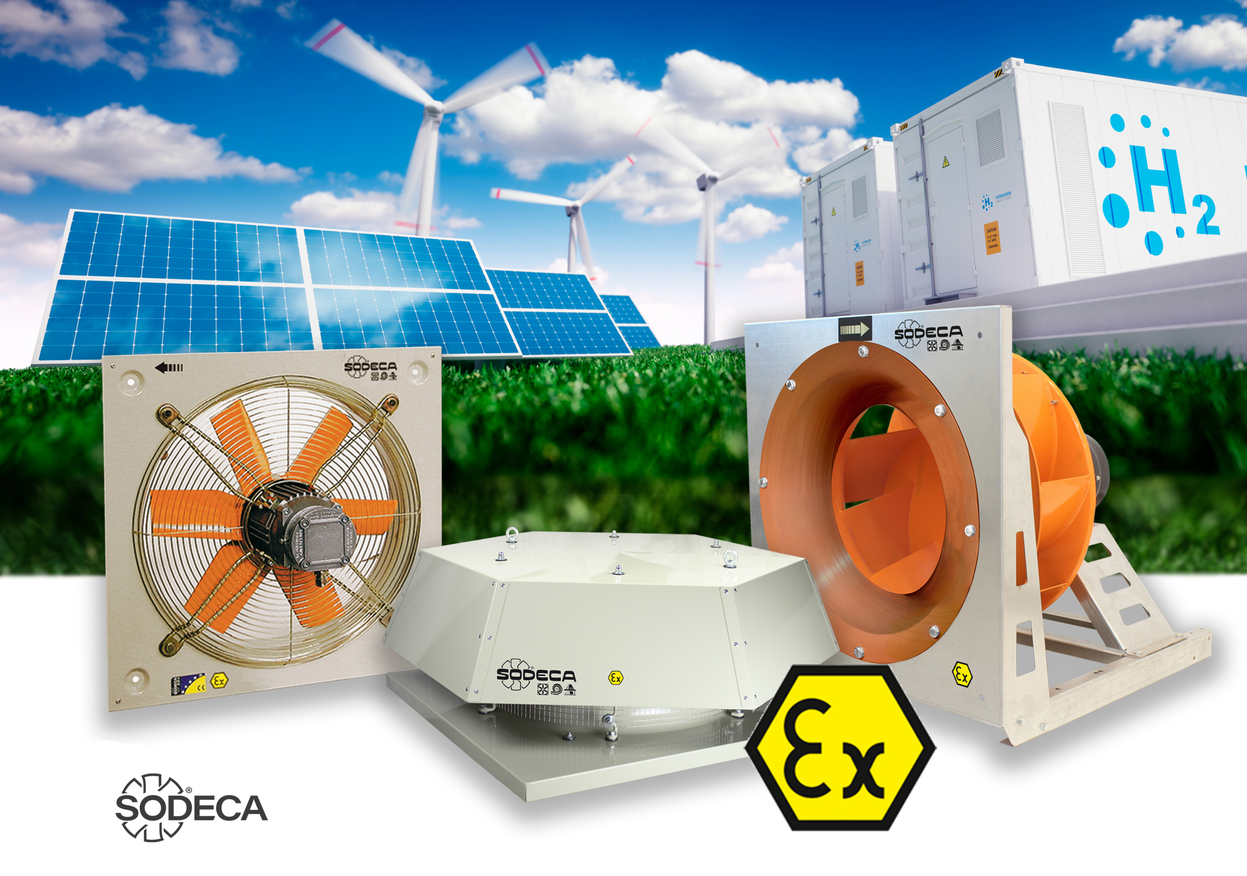 SODECA's ATEX ventilation solutions guarantee the elimination of hydrogen in clean energy generation facilities.